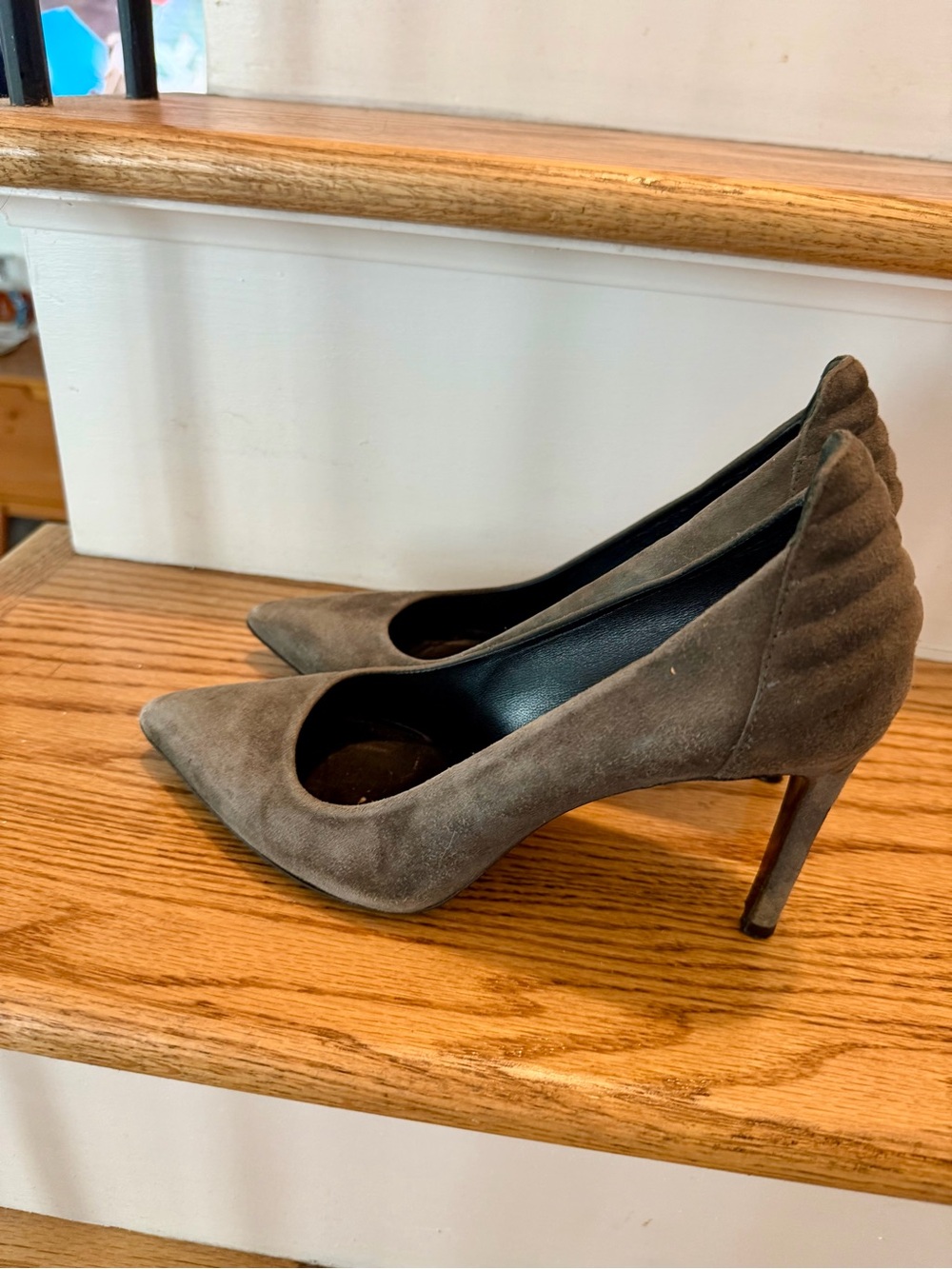 Maje Taupe Pointed-Toe Suede Stiletto Pumps
